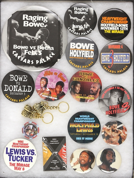 1960s-2000s Boxing Pinback Buttons, Keychains, and more (Lot of 100+)