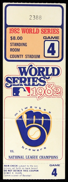 1982 Milwaukee Brewers World Series Game 4 Ticket Stub