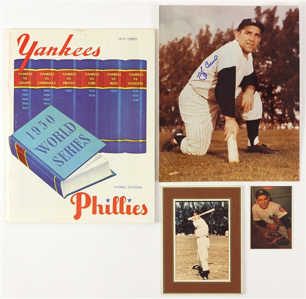 Yogi Berra New York Yankees Signed Photo and 1950 World Series Reprint Program (Lot of 4)(JSA)
