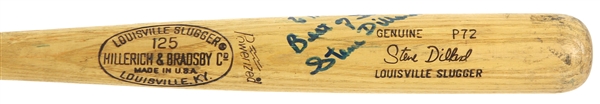 1978 Steve Dillard Detroit Tigers Signed H&B Louisville Slugger Professional Model Game Used Bat (MEARS LOA/JSA)