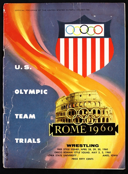 1960 Wrestling Official Program of the United States Olympics in Rome
