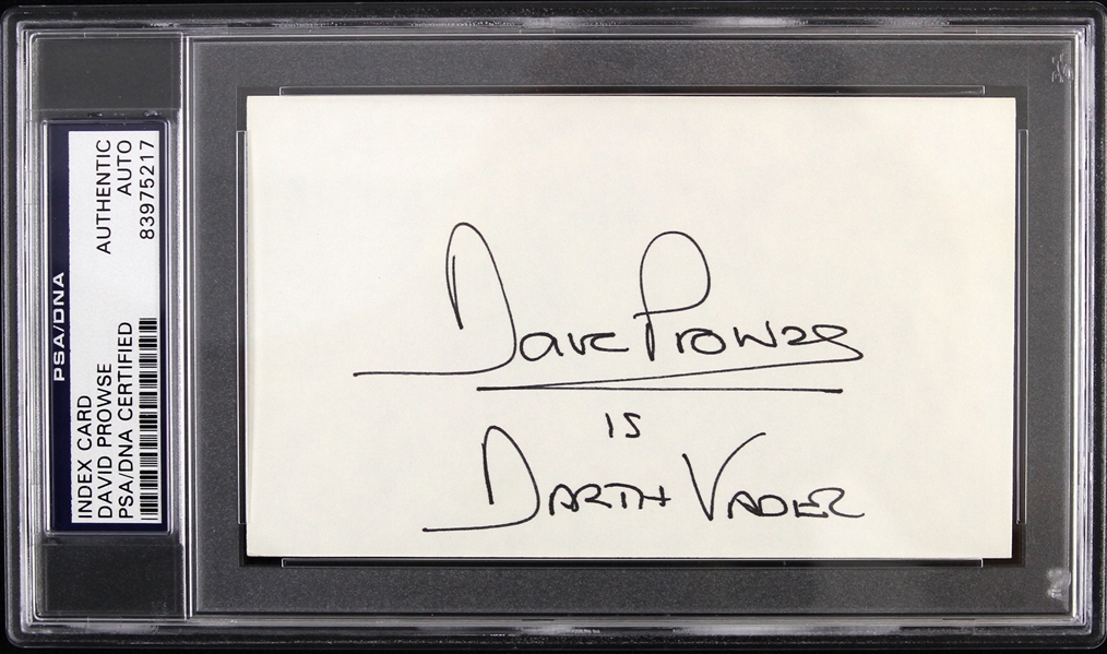 1970s David Prowse Darth Vader Star Wars Signed 3"x 5" Index Card (PSA/DNA Slabbed)