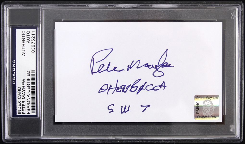 1970s-2000s Peter Mayhew Chewbacca Star Wars Signed 3"x 5" Index Card (PSA/DNA Slabbed)
