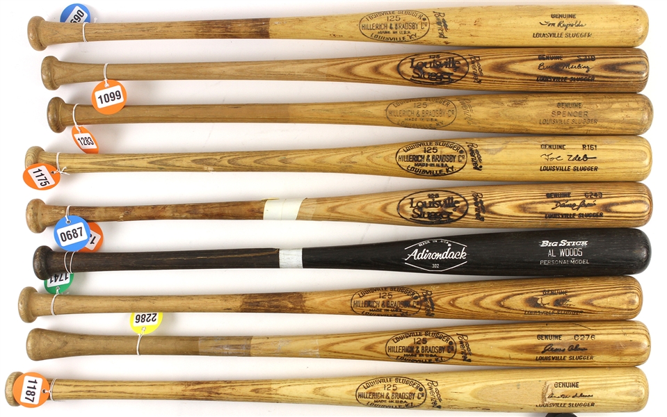 1961-85 Professional Model Game Used Bat Collection - Lot of 9 w/ Jesus Alou, Tom Reynolds, Joe Zdeb, Daryl Spencer & More (MEARS LOA)