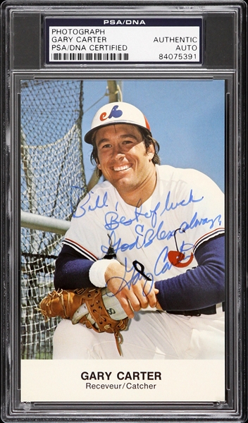 1974-1984 Gary Carter Montreal Expos Signed 3 1/2"x 5 1/2" Photo (PSA/DNA Slabbed)