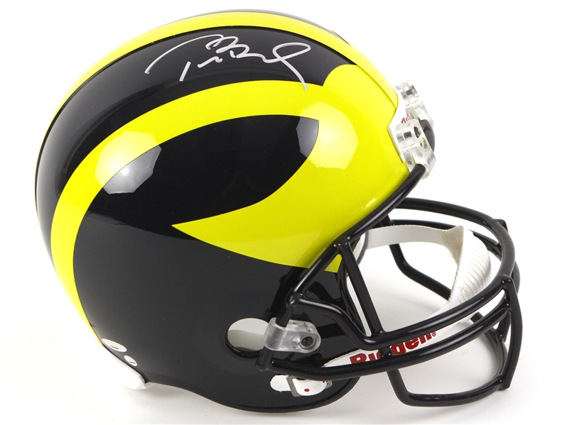 1996-1999 Tom Brady Michigan Signed Replica Helmet (Steiner)