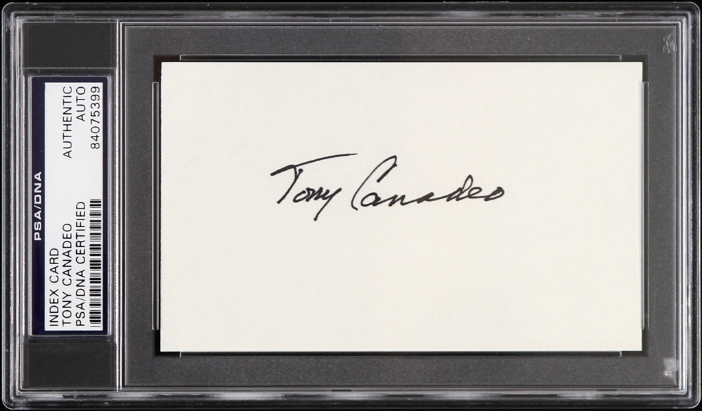 1941-1952 Tony Canadeo Green Bay Packers Signed 3"x 5" Index Card (PSA/DNA Slabbed)