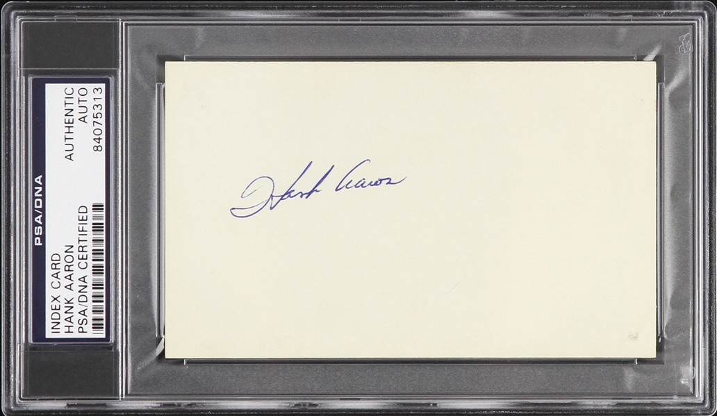 1954-1974 Hank Aaron Milwaukee Braves Signed 3"x 5" Index Card (PSA/DNA Slabbed)