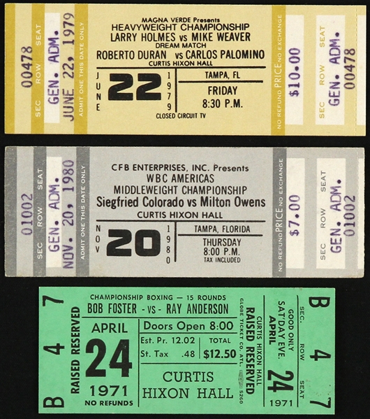 1970s-1980 Championship Boxing Tickets Including Larry Holmes and Bob Foster (Lot of 3)