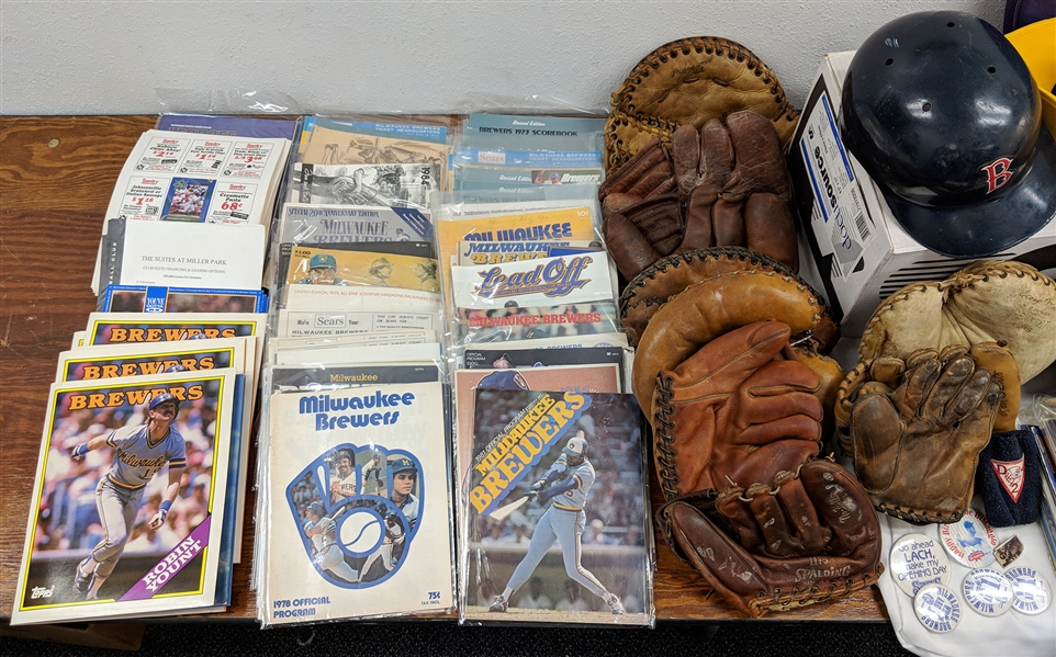 1950s-1990s Baseball Memorabilia Including Gloves, Photos, Programs, Yearbooks and more (Lot of 130+)