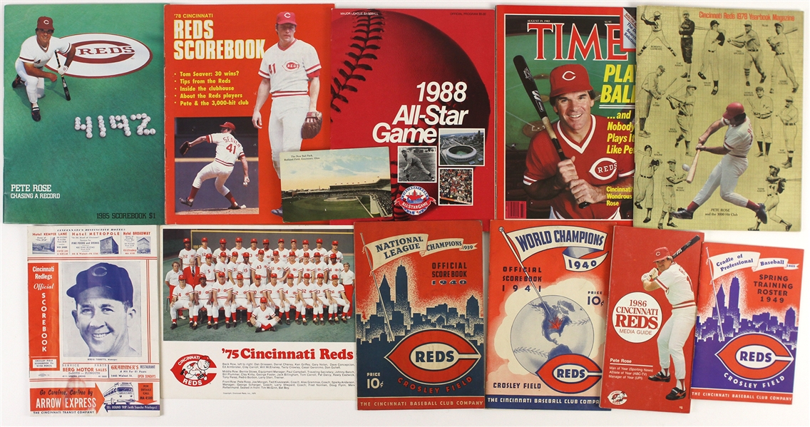 1940s-1980s Cincinnati Reds Yearbook, Program, Media Guide and more (Lot of 12)