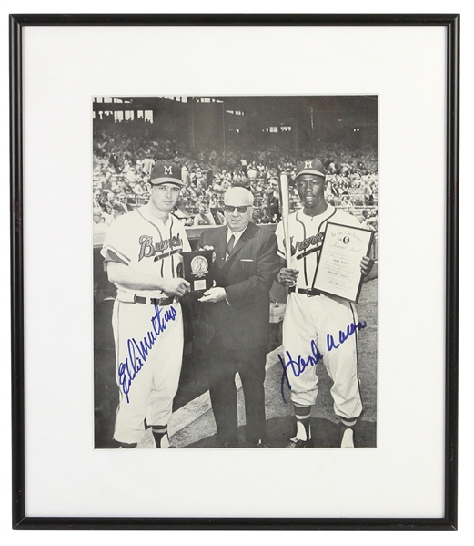 1952-1974 Ed Mathews & Hank Aaron Milwaukee Braves Signed 8"x 10" Framed Photo (JSA)