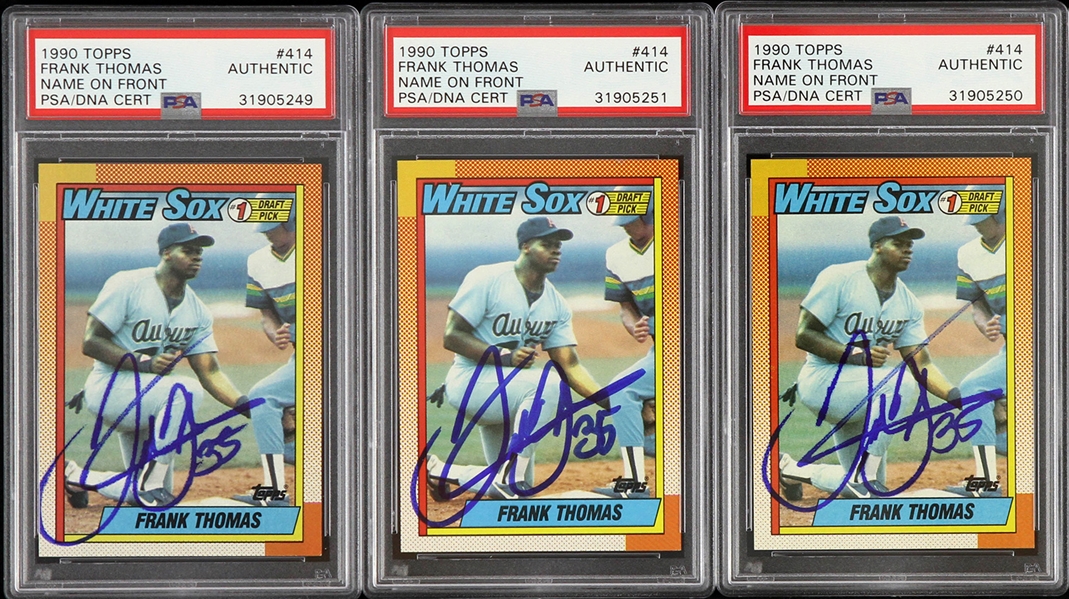1990 Frank Thomas Chicago White Sox Signed Topps Trading Cards (PSA/DNA Slabbed)