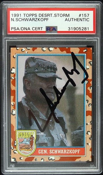 1991 General Norman Schwarzkopf Signed Desert Storm Trading Card (PSA/DNA Slabbed)