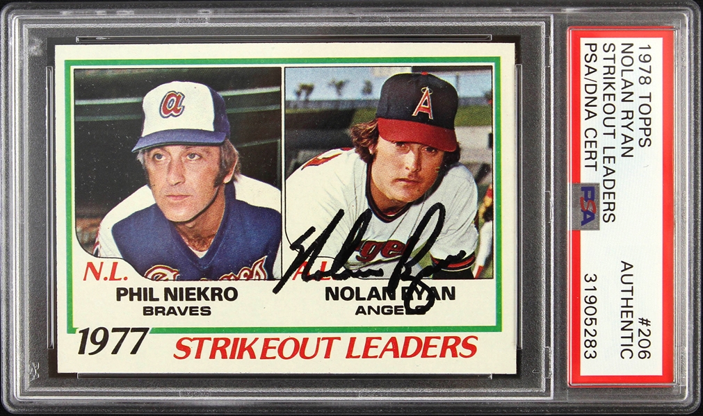 1978 Nolan Ryan California Angels Signed Topps "Strikeout Leaders" Trading Card (PSA/DNA Slabbed)