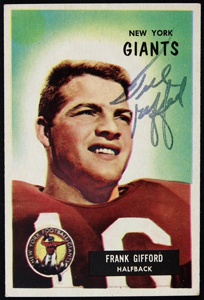 1955 Frank Gifford New York Giants Signed Bowman Trading Card (JSA)
