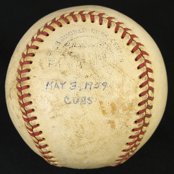 1959 (May 3) Philadelphia Phillies Chicago Cubs ONL Giles Connie Mack Stadium Game Used Baseball (MEARS LOA)