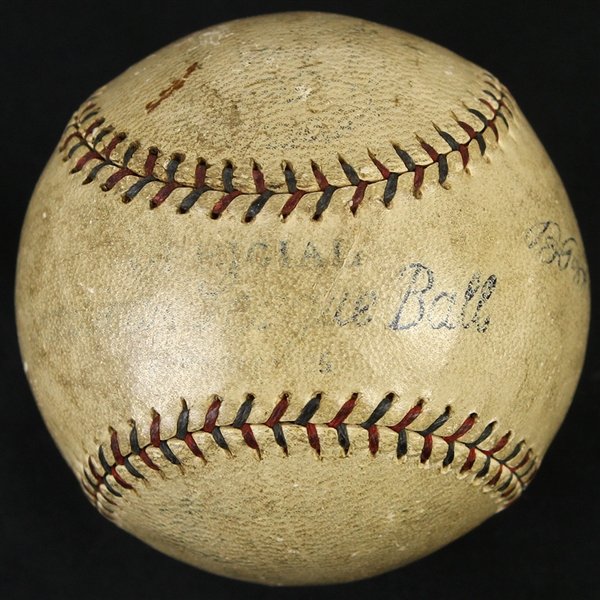 1926-27 Philadelphia Athletics Detroit Tigers OAL Johnson Game Used Baseball (MEARS LOA)