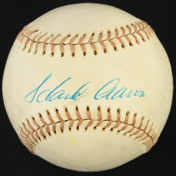 1974 Hank Aaron Atlanta Braves Signed ONL Feeney Baseball (JSA)