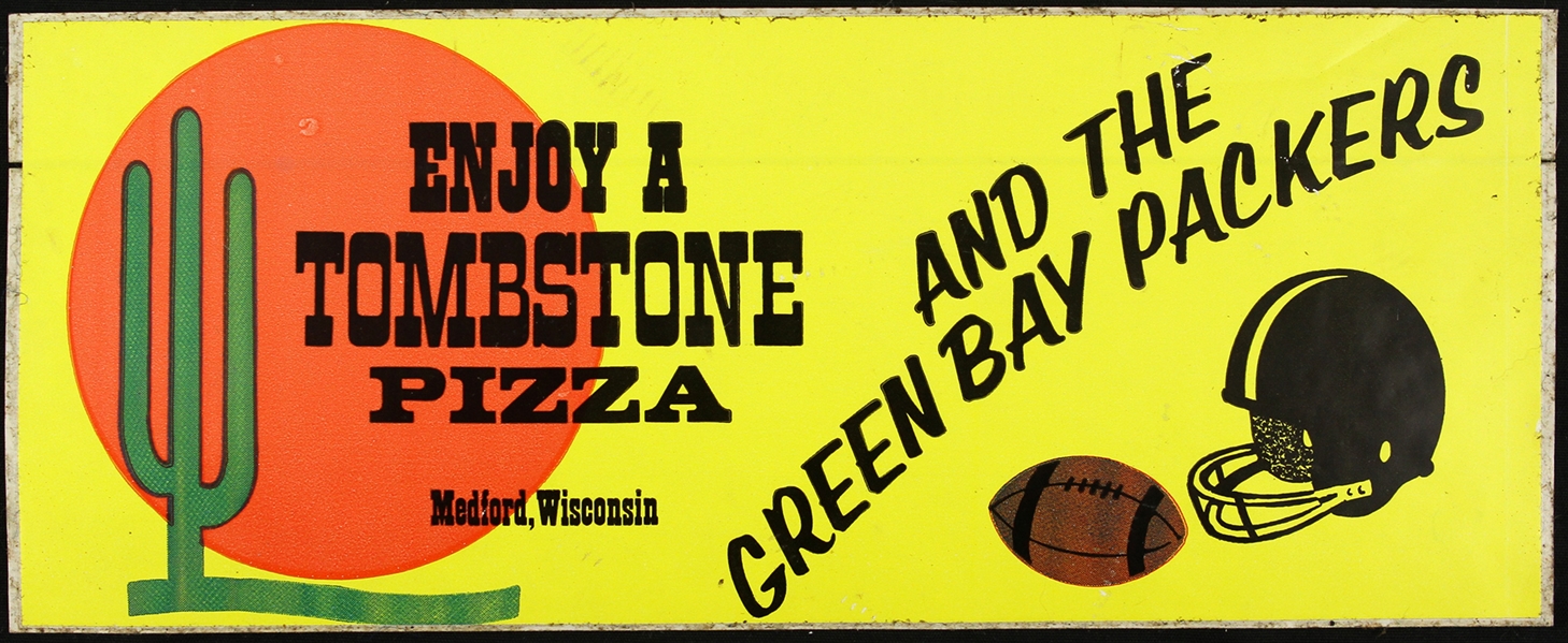 1990s Green Bay Packers and Tombstone Pizza 4" x 10" Bumper Sticker 