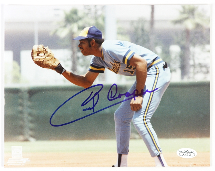 1977-87 Milwaukee Brewers Cecil Cooper Autographed 8x10 Color Photo *JSA*