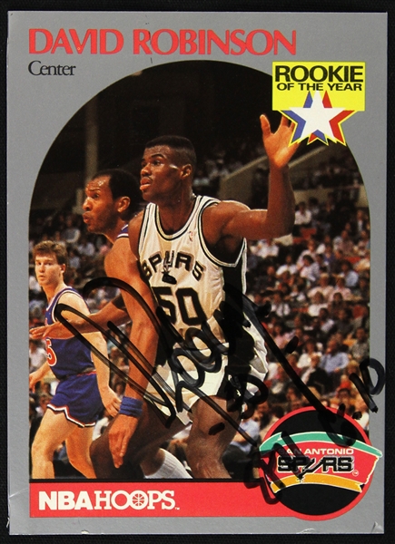 1990 David Robinson San Antonio Spurs Signed NBA Hoops Trading Card (JSA)