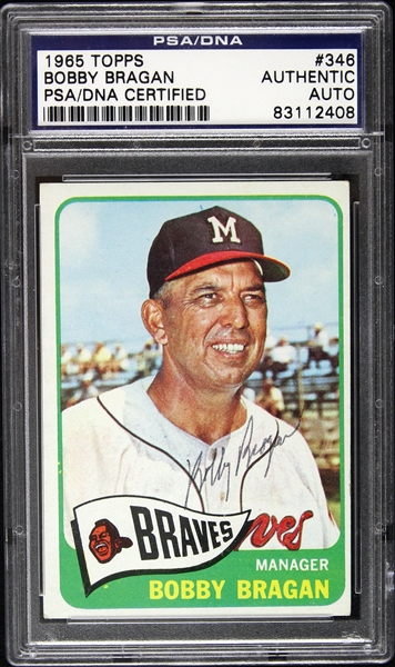 1965 Bobby Bragan Milwaukee Braves Signed Topps Trading Card (PSA/DNA Slabbed)