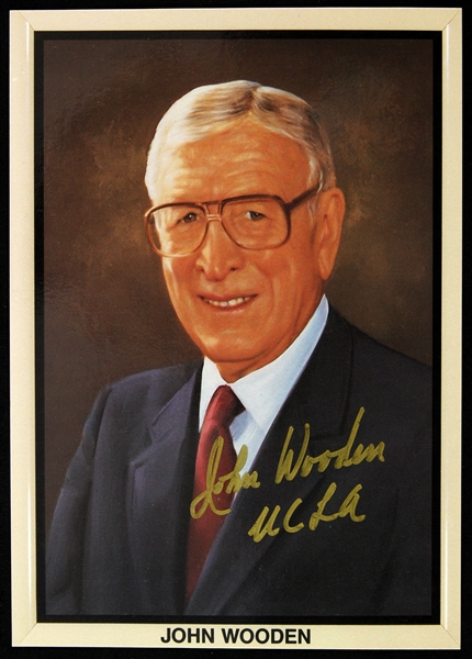 1991 John Wooden UCLA Basketball Signed 5"x 7" Super Stars of Coaching Card (JSA)