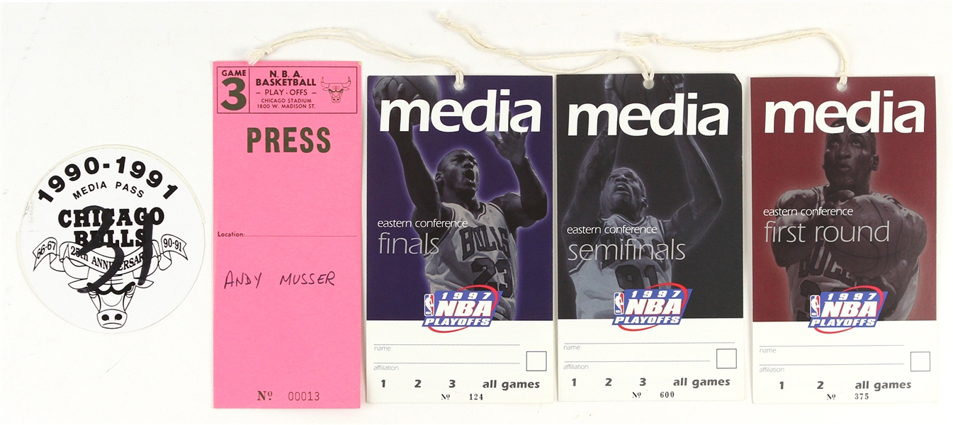 1990s NBA Play Off Media Passes (Lot of 5)