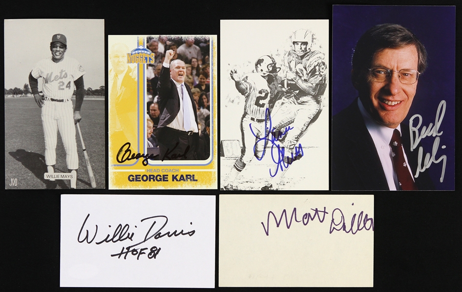 1960s-2000s Bud Selig / Willie Davis / Matt Dillon Signed Index Cards, Photos and more (Lot of 6)(JSA)