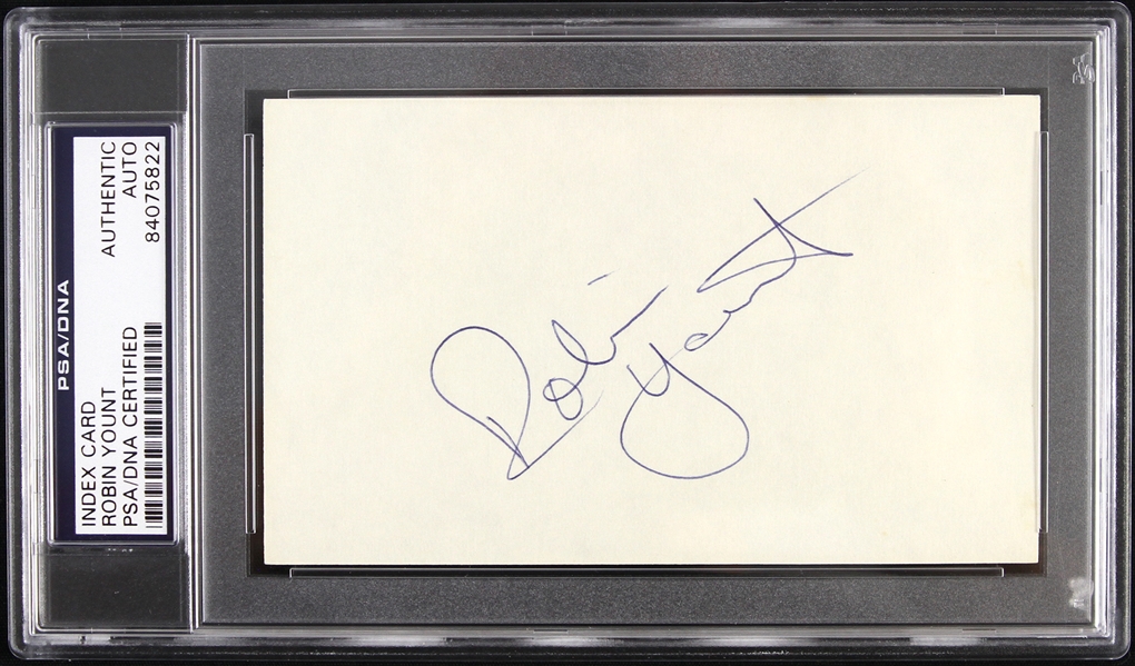 1974-1993 Robin Yount Milwaukee Brewers Signed 3"x 5" Index Card (PSA/DNA Slabbed)
