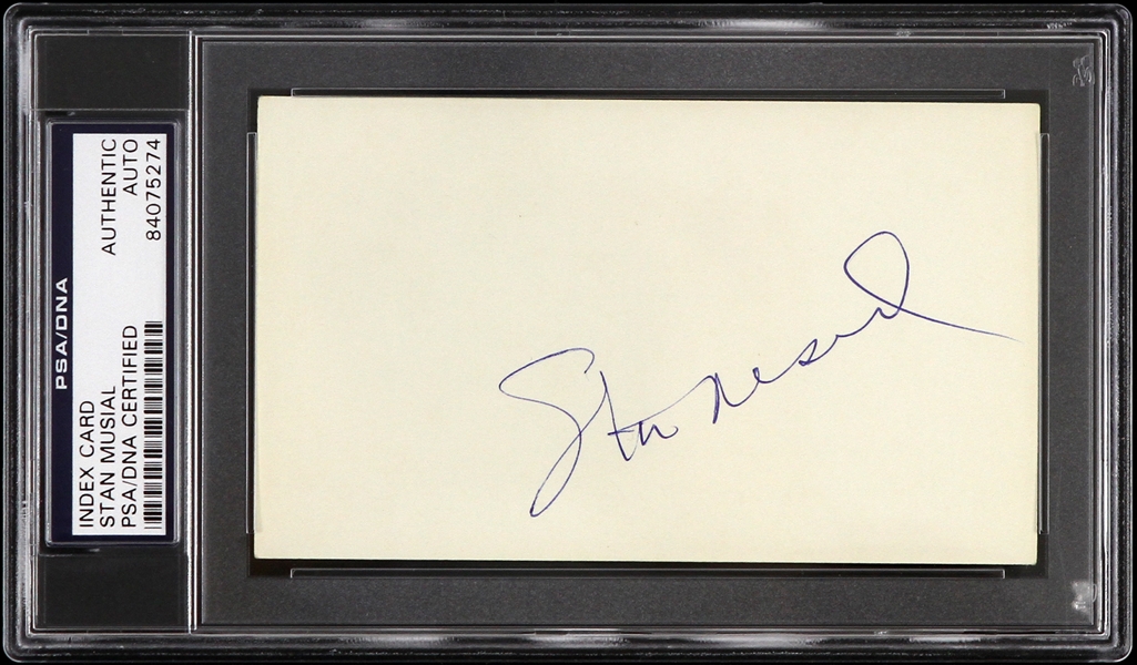 1941-1963 Stan Musial St. Louis Cardinals Signed 3" x 5" Index Cards (PSA/DNA Slabbed)