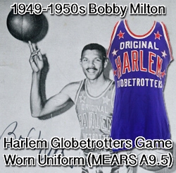 1949-1950s Bobby Milton Harlem Globetrotters Game Worn Uniform (MEARS A9.5) w/ Vintage Pennant