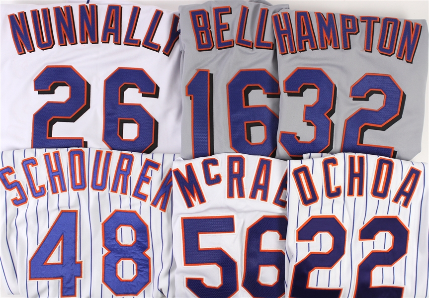 1992-2000 New York Mets Game Worn Jerseys Including Alex Ochoa, Brian McRae, Derek Bell, and More (Lot of 6) (MEARS LOA)