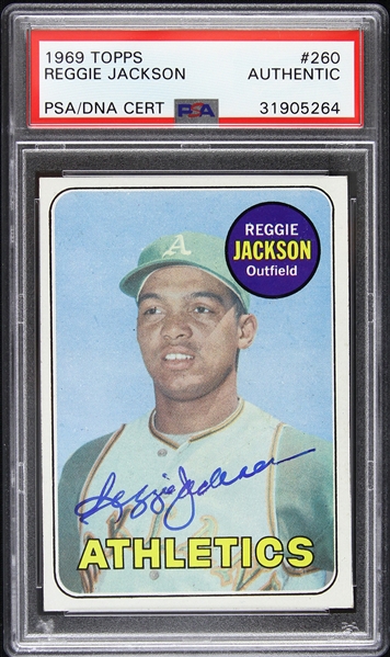1969 Reggie Jackson Oakland Athletics Signed Topps Trading Card (PSA/DNA Slabbed)