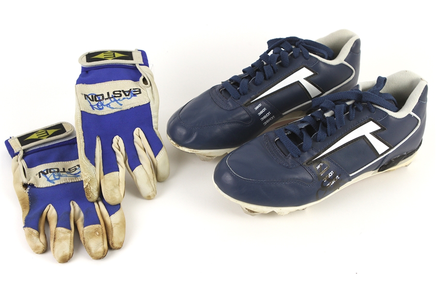 1990-1993 Robin Yount Milwaukee Brewers Autographed Game Worn Baseball Cleats and Batting Gloves (Lot of 4)(MEARS LOA/JSA)