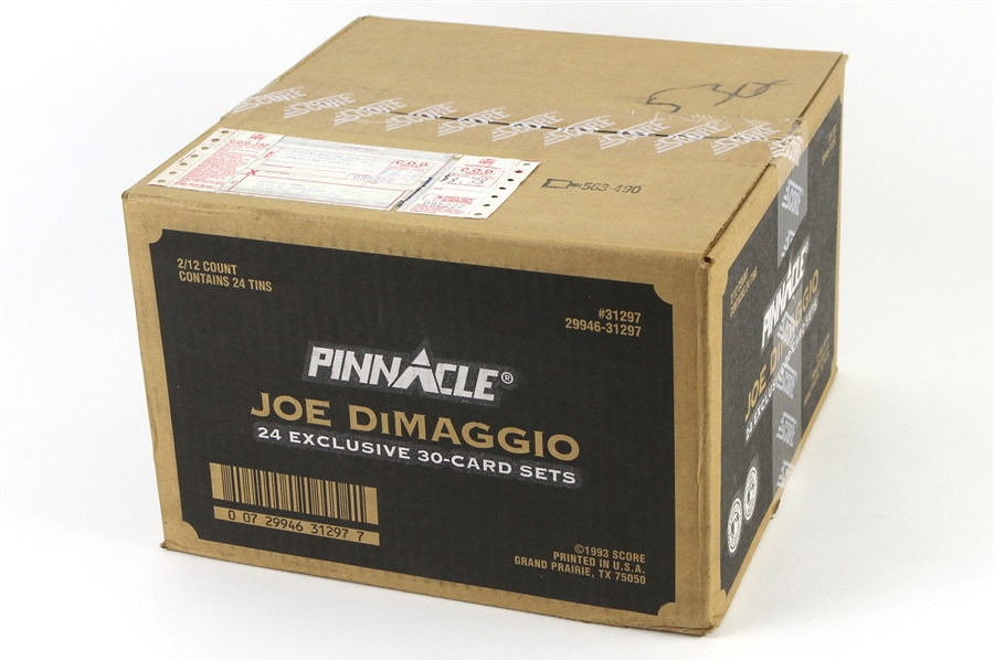 1993 Joe DiMaggio New York Yankees Pinnacle factory sealed Case of 24 Tins 30 Card Set
