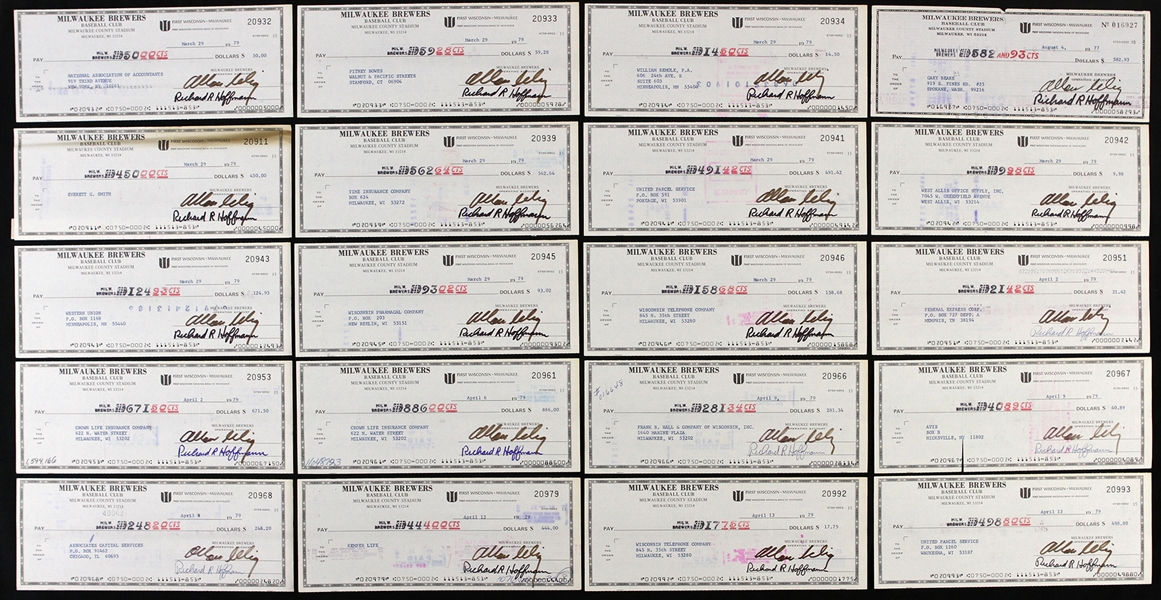 1970s-1980 Allan "Bud" Selig Milwaukee Brewers Signed Checks (Lot of 48)