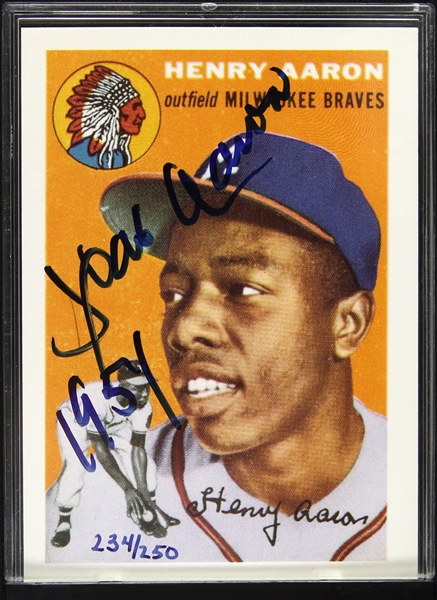 1991 Hank Aaron Milwaukee Braves Signed 1954 Topps Replica Trading Card 234/250