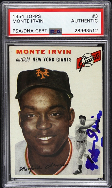 1954 Monte Irvin San Francisco Giants Autographed Topps Trading Card (PSA/DNA Slabbed)
