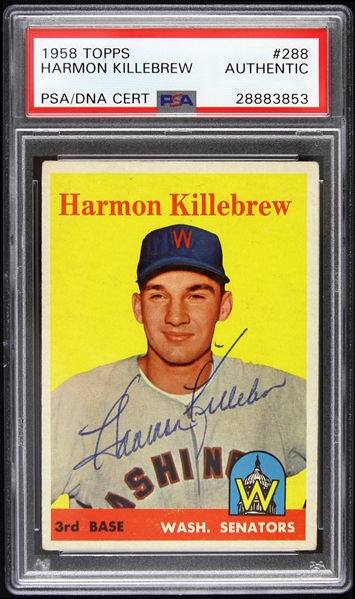 1958 Harmon Killebrew Washington Senators Signed Topps Trading Card (PSA/DNA Slabbed) 