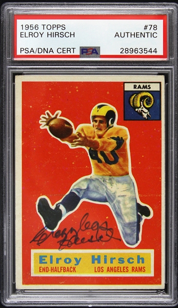 1956 Elroy Hirsch Los Angeles Rams Autographed Topps Trading Card (PSA/DNA Slabbed)