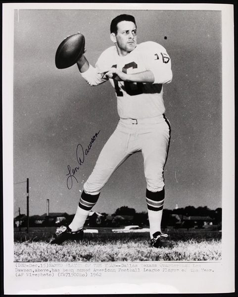 1962 Len Dawson Dallas Texans Signed 8" x 10" Photo (PSA/DNA)