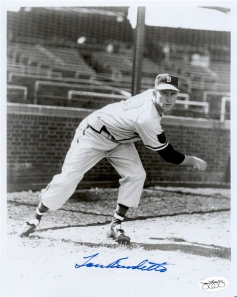 1952 Boston Braves Lou Burdette Autographed 8x10 B/W Photos *JSA*