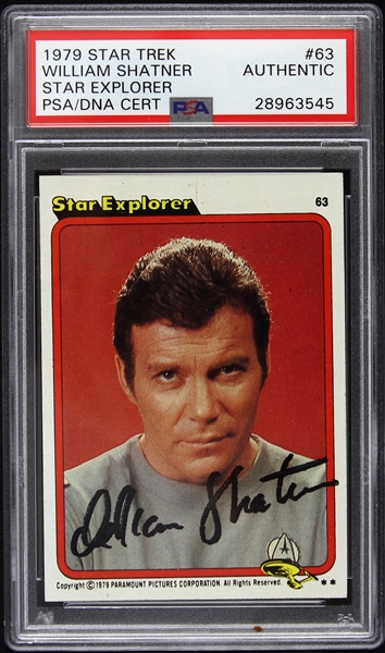 1979 William Shatner Autographed Star Trek Star Explorer Trading Card (PSA/DNA Slabbed)