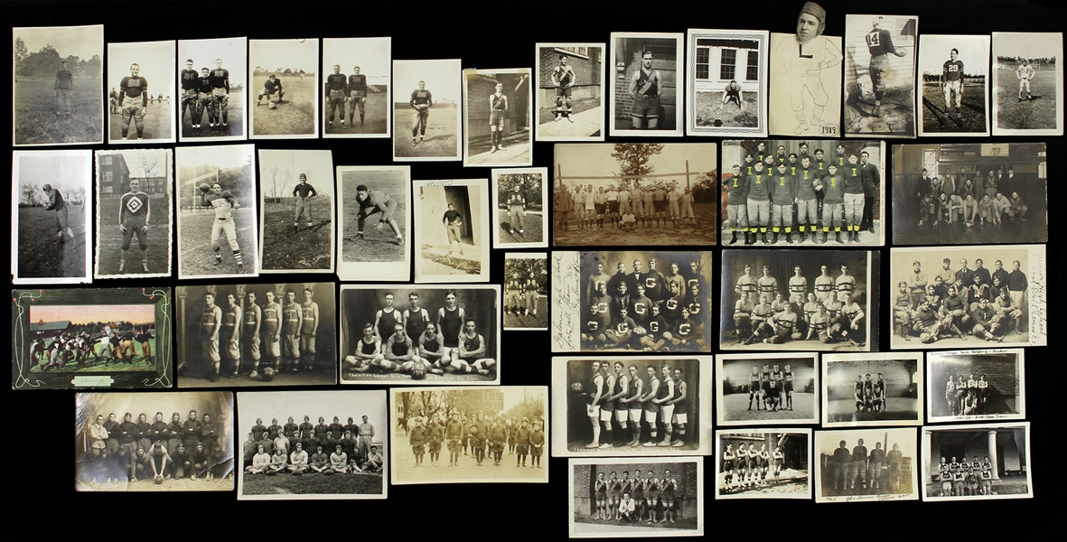 1900-1920s Basketball, Football, Baseball, and Boxing Photos, Real Photo Postcards, and Negative (Lot of 83)