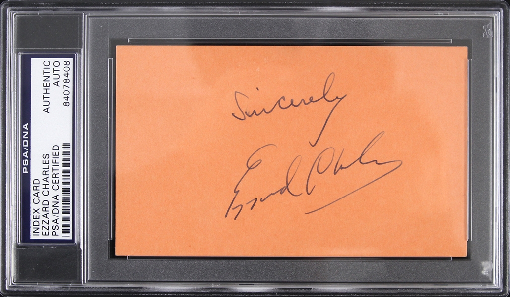 1940s-1950s Ezzard Charles Signed 3"x 5" Index Card (PSA/DNA Slabbed)