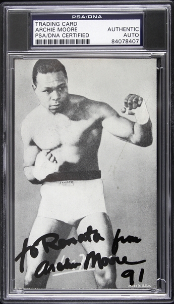 1935-1963 Archie Moore Signed 3"x 5" Trading Card (PSA/DNA Slabbed)