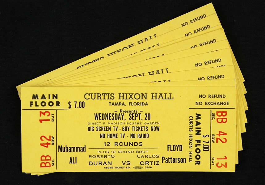 1972 Muhammad Ali vs. Floyd Patterson Curtis Hixon Hall Tickets (Lot of 9)