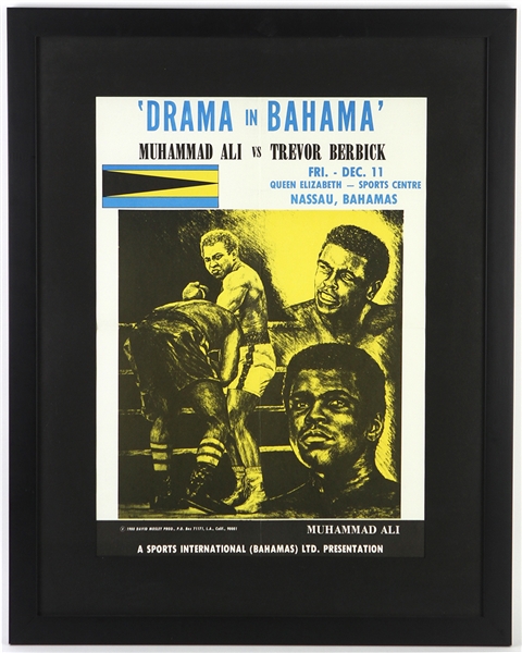 1980 Muhammad Ali vs Trevor Berbick "Drama in Bahama" 24"x 30" Framed On-Site Poster